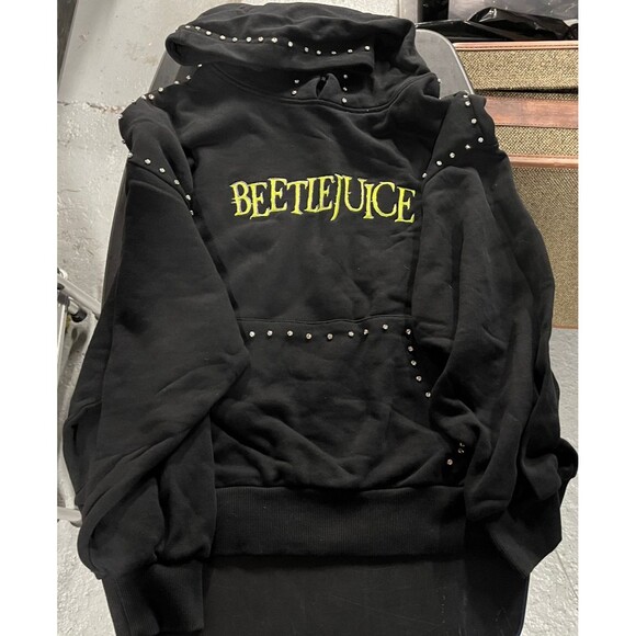 Beetlejuice x Forever21 Rhinestone Never Trust The Living Graphic Hoodie Size S - Picture 2 of 9